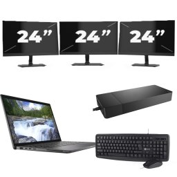 Dell Latitude 7410 - Intel Core i5-10e Generatie - 14 inch - 16GB RAM - 256GB SSD - Windows 11 Home + 3x 24 inch Monitor