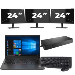 Lenovo ThinkPad E14 Gen 2 - Intel Core i3-11e Generatie - 14 inch - 8GB RAM - 256GB SSD - Windows 11 Home + 3x 24 inch Monitor