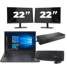 Lenovo ThinkPad E14 Gen 2 - Intel Core i5-11e Generatie - 14 inch - 8GB RAM - 256GB SSD - Windows 11 Home + 2x 22 inch Monitor