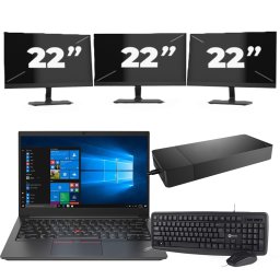 Lenovo ThinkPad E14 Gen 2 - Intel Core i5-11e Generatie - 14 inch - 8GB RAM - 256GB SSD - Windows 11 Home + 3x 22 inch Monitor