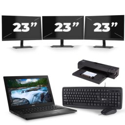 Dell Latitude 7390 - Intel Core i5-8e Generatie - 13 inch - 8GB RAM - 256GB SSD - Windows 11 + 3x 23 inch Monitor