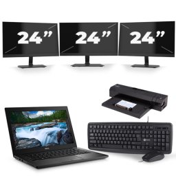 Dell Latitude 7390 - Intel Core i5-8e Generatie - 13 inch - 8GB RAM - 256GB SSD - Windows 11 + 3x 24 inch Monitor