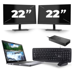 Dell Latitude 5410 - Intel Core i7-10e Generatie - 14 inch - 8GB RAM - 256GB SSD - Windows 11 + 2x 22 inch Monitor