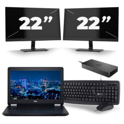 Dell Latitude E5270 - Intel Core i5-6e Generatie - 12 inch - 8GB RAM - 256GB SSD - Windows 11 + 2x 22 inch Monitor