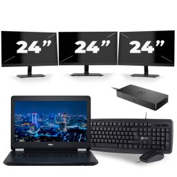 Dell Latitude E5270 - Intel Core i5-6e Generatie - 12 inch - 8GB RAM - 256GB SSD - Windows 11 + 3x 24 inch Monitor