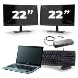 Fujitsu LifeBook S938 - Intel Core i7-8e Generatie - 13 inch - 8GB RAM - 256GB SSD - Windows 11 + 2x 22 inch Monitor
