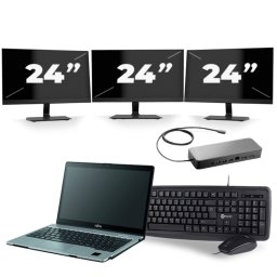 Fujitsu LifeBook S938 - Intel Core i7-8e Generatie - 13 inch - 8GB RAM - 256GB SSD - Windows 11 + 3x 24 inch Monitor