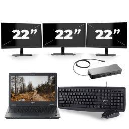 Fujitsu LifeBook U727 - Intel Core i7-7e Generatie - 12 inch - 8GB RAM - 256GB SSD - Windows 11 + 3x 22 inch Monitor