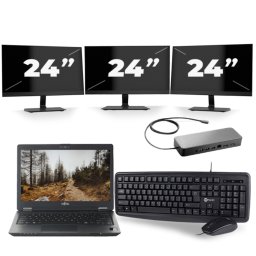 Fujitsu LifeBook U727 - Intel Core i7-7e Generatie - 12 inch - 8GB RAM - 256GB SSD - Windows 11 + 3x 24 inch Monitor
