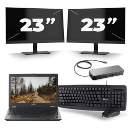 Fujitsu LifeBook U727 - Intel Core i7-7e Generatie - 12 inch - 8GB RAM - 256GB SSD - Windows 11 + 2x 23 inch Monitor