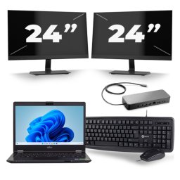 Fujitsu LifeBook U749 - Intel Core i5-8e Generatie - 14 inch - 8GB RAM - 256GB SSD - Windows 11 + 2x 24 inch Monitor