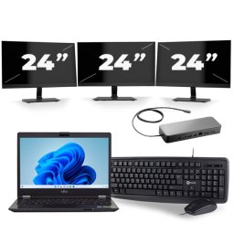 Fujitsu LifeBook U749 - Intel Core i5-8e Generatie - 14 inch - 8GB RAM - 256GB SSD - Windows 11 + 3x 24 inch Monitor