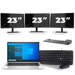 HP EliteBook 830 G8 - Intel Core i5-11e Generatie - 13 inch - 8GB RAM - 256GB SSD - Windows 11 + 3x 23 inch Monitor