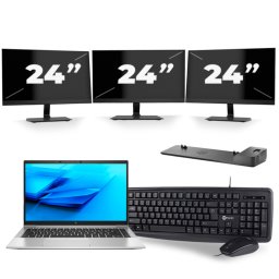 HP EliteBook 840 G7 - Intel Core i5-10e Generatie - 14 inch - 8GB RAM - 256GB SSD - Windows 11 + 3x 24 inch Monitor