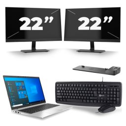 HP EliteBook 840 G8 - Intel Core i7-11e Generatie - 14 inch - 8GB RAM - 256GB SSD - Windows 11 + 2x 22 inch Monitor