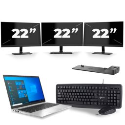 HP EliteBook 840 G8 - Intel Core i7-11e Generatie - 14 inch - 8GB RAM - 256GB SSD - Windows 11 + 3x 22 inch Monitor