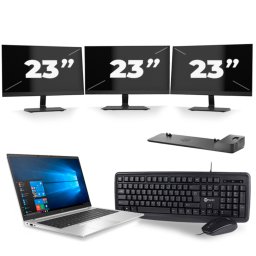 HP EliteBook 850 G7 - Intel Core i5-10e Generatie - 15 inch - 8GB RAM - 256GB SSD - Windows 11 + 3x 23 inch Monitor