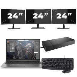 HP ZBook Firefly 15 G7 - Intel Core i7-10e Generatie - 15 inch - 8GB RAM - 256GB SSD - Windows 11 + 3x 24 inch Monitor