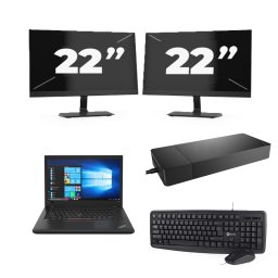 Lenovo ThinkPad A485 - AMD Ryzen 5 2500U - 14 inch - 8GB RAM - 256GB SSD - Windows 10 + 2x 22 inch Monitor