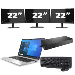 HP ProBook 430 G8 - Intel Core i5-11e Generatie - 13 inch - 8GB RAM - 256GB SSD - Windows 11 Home + 3x 22 inch Monitor