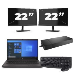HP 240 G8 - Intel Core i3-10e Generatie - 14 inch - 8GB RAM - 256GB SSD - Windows 11 Home + 2x 22 inch Monitor