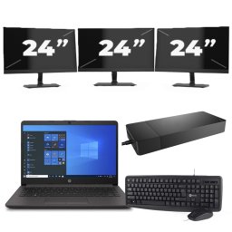 HP 240 G8 - Intel Core i3-10e Generatie - 14 inch - 8GB RAM - 256GB SSD - Windows 11 Home + 3x 24 inch Monitor