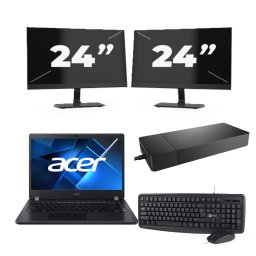 Acer TravelMate P214-53 - Intel Core i3-11e Generatie - 14 inch - 8GB RAM - 256GB SSD - Windows 11 Home + 2x 24 inch Monitor