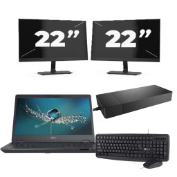 Fujitsu LIFEBOOK U7311 - Intel Core i7-11e Generatie - 13 inch - 16GB RAM - 256GB SSD - Windows 11 Home + 2x 22 inch Monitor
