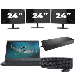 Fujitsu LIFEBOOK U7311 - Intel Core i7-11e Generatie - 13 inch - 16GB RAM - 256GB SSD - Windows 11 Home + 3x 24 inch Monitor