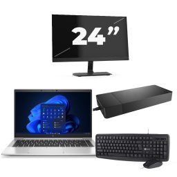 HP EliteBook 845 G8 - AMD Ryzen 3 PRO 5400U - 14 inch - 8GB RAM - 256GB SSD - Windows 11 Home + 1x 24 inch Monitor