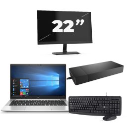 HP EliteBook 835 G7 - AMD Ryzen 7 PRO 4750U - 13 inch - 8GB RAM - 256GB SSD - Windows 11 Home + 1x 22 inch Monitor