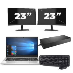 HP EliteBook 835 G7 - AMD Ryzen 7 PRO 4750U - 13 inch - 8GB RAM - 256GB SSD - Windows 11 Home + 2x 23 inch Monitor