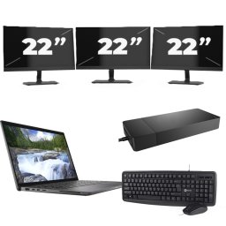 Dell Latitude 7410 - Intel Core i5-10e Generatie - 14 inch - 16GB RAM - 256GB SSD - Windows 11 Home + 3x 22 inch Monitor