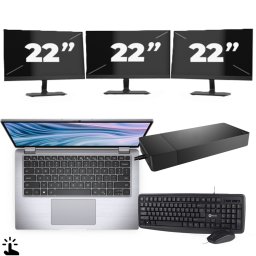 Dell Latitude 7410 - Intel Core i5-10e Generatie - 14 inch - Touch - 16GB RAM - 256GB SSD - Windows 11 Home + 3x 22 inch Monitor