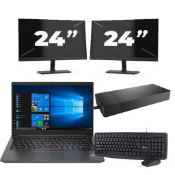 Lenovo ThinkPad E14 Gen 2 - Intel Core i3-11e Generatie - 14 inch - 8GB RAM - 256GB SSD - Windows 11 Home + 2x 24 inch Monitor