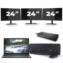 Dell Precision 3541 - Intel Core i7-9e Generatie - 15 inch - 8GB RAM - 256GB SSD - Windows 11 + 3x 24 inch Monitor