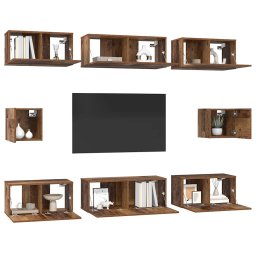vidaXL Tv-meubelset 8 st Oud Hout Bewerkt hout