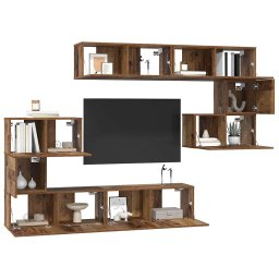 vidaXL Tv-meubelset 8 st Oud Hout Bewerkt hout