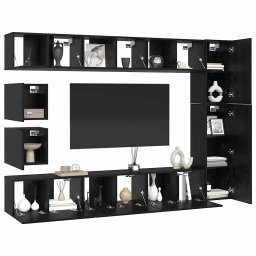 vidaXL Tv-meubelset 10 st Zwart Eiken Bewerkt hout