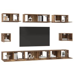 vidaXL Tv-meubelset 8 st Oud Hout Bewerkt hout