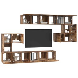 vidaXL Tv-meubelset 10 st Oud Hout Bewerkt hout