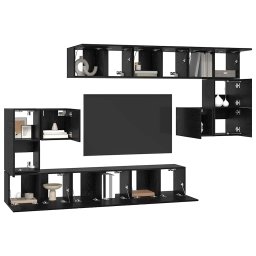 vidaXL Tv-meubelset 10 st Zwart Eiken Bewerkt hout