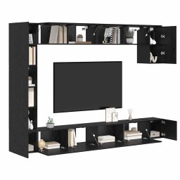 vidaXL Tv-meubelset 9 st Zwart Eiken Bewerkt hout