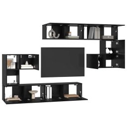vidaXL TV Eenheden 4 st Zwart Eiken Bewerkt hout