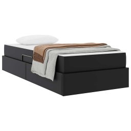 vidaXL Opslag bed met matras met matras met opslag 2 pcs Zwart Leer