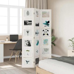 vidaXL Kamerscherm met 3 panelen massief paulowniahout wit