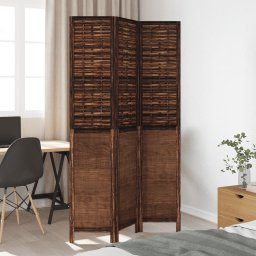 vidaXL Kamerscherm met 3 panelen massief paulowniahout donkerbruin