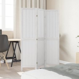 vidaXL Kamerscherm met 3 panelen massief paulowniahout wit