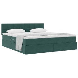 vidaXL Opslag bed met matras Donkergroen 160 x 200 cm Fluweel