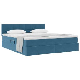vidaXL Opslag bed met matras Donkerblauw 160 x 200 cm Fluweel